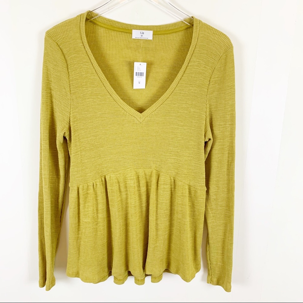 Anthropologie T.la Jill Babydoll Top Medium Gold Mustard Yellow NWT - Picture 2 of 6